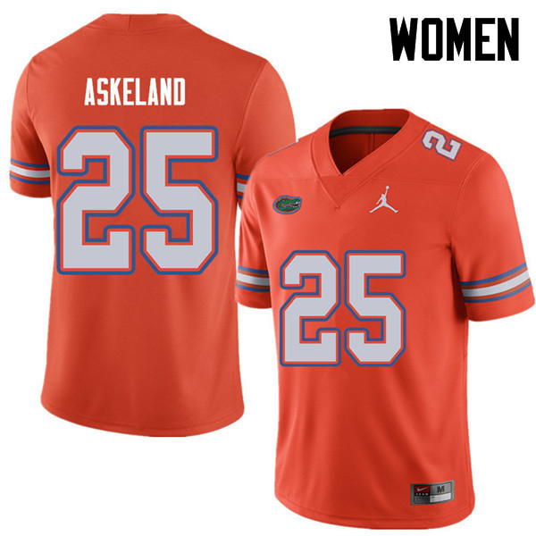 Jordan Brand Women #25 Erik Askeland Florida Gators College Football Jerseys Sale-Orange - Click Image to Close